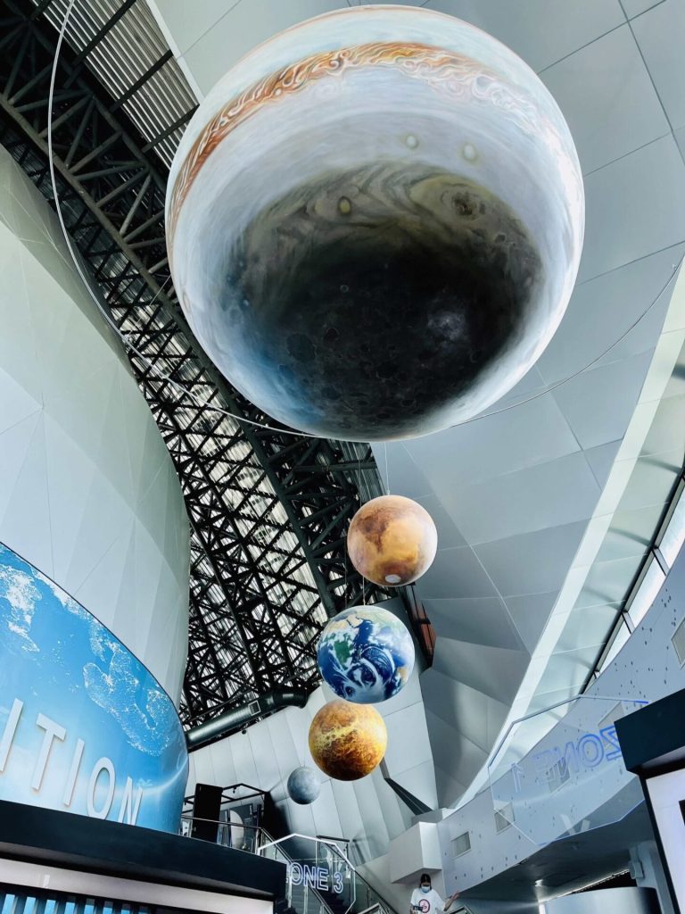 Giant Planets hanging on a wall in a museum. AstroPark Chiang Mai.