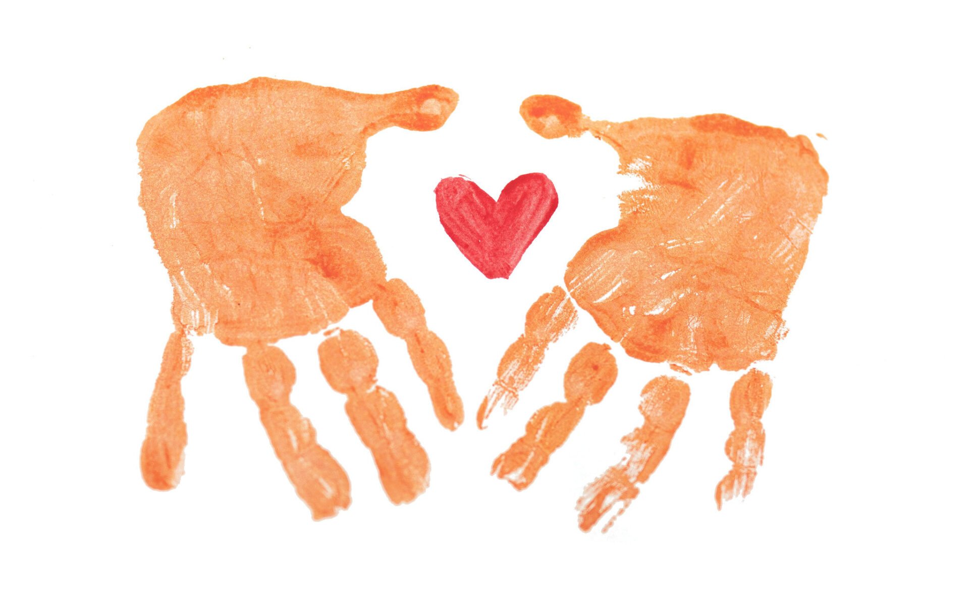 A print of two kids hands and a heart. Nanny in Thailand