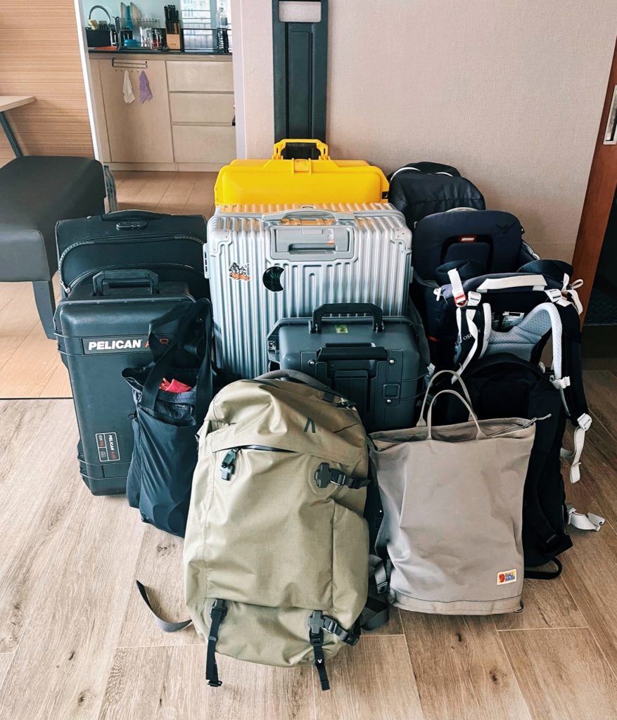 Suitcases of a Digital Nomad Family