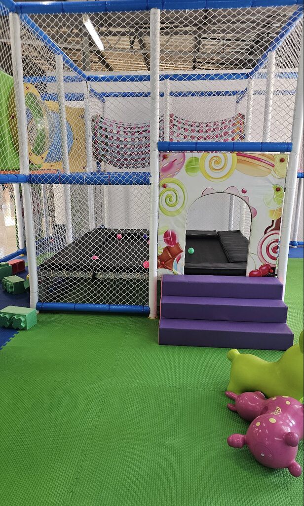 Colorful indoor play area for children.