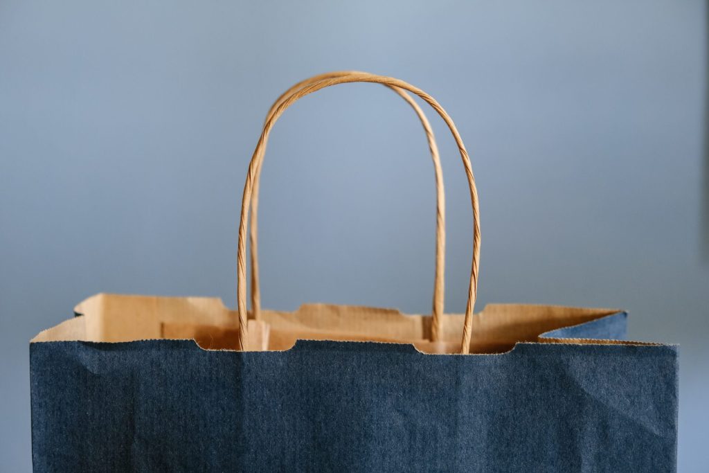 Dark blue paper Shopping bag.