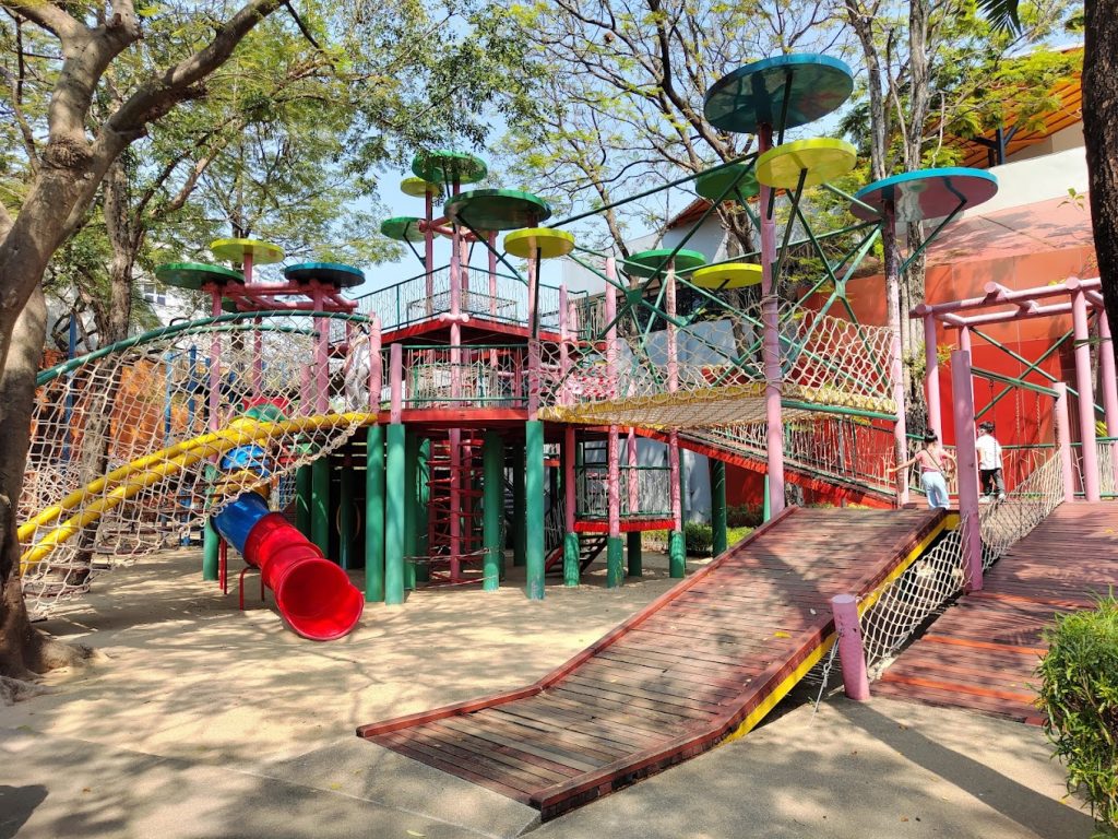 outside playground in Bangkok, Bangkok with kids