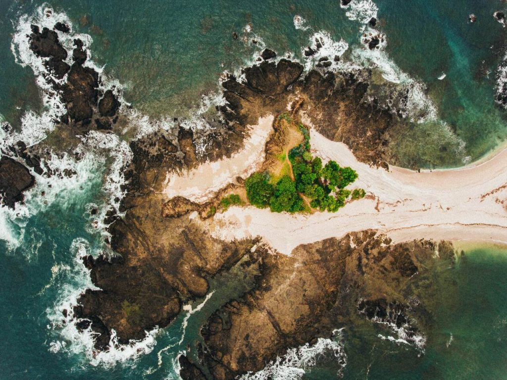 birdview on the rocky coast of costa rica