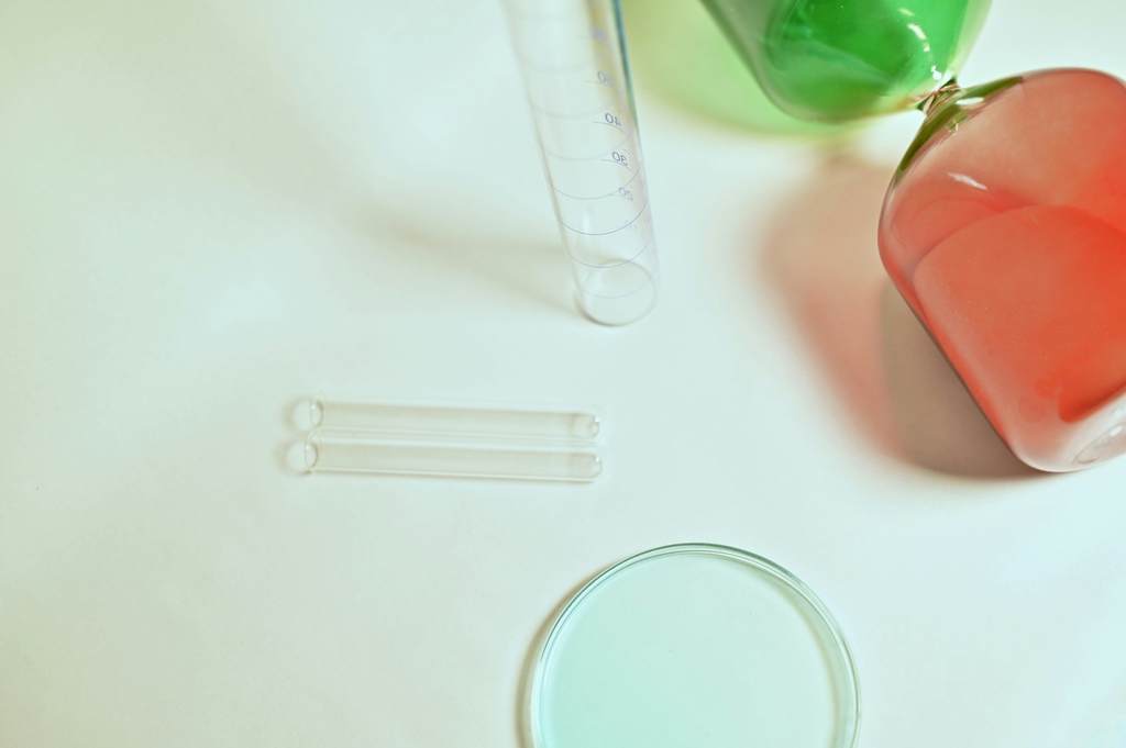 Medical tools laying on white background