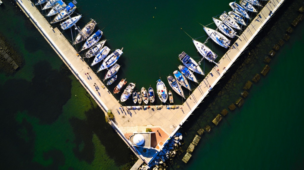 Harbor with sailing boats