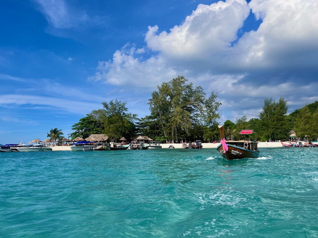 Boats on a shore on a beach in Thailand