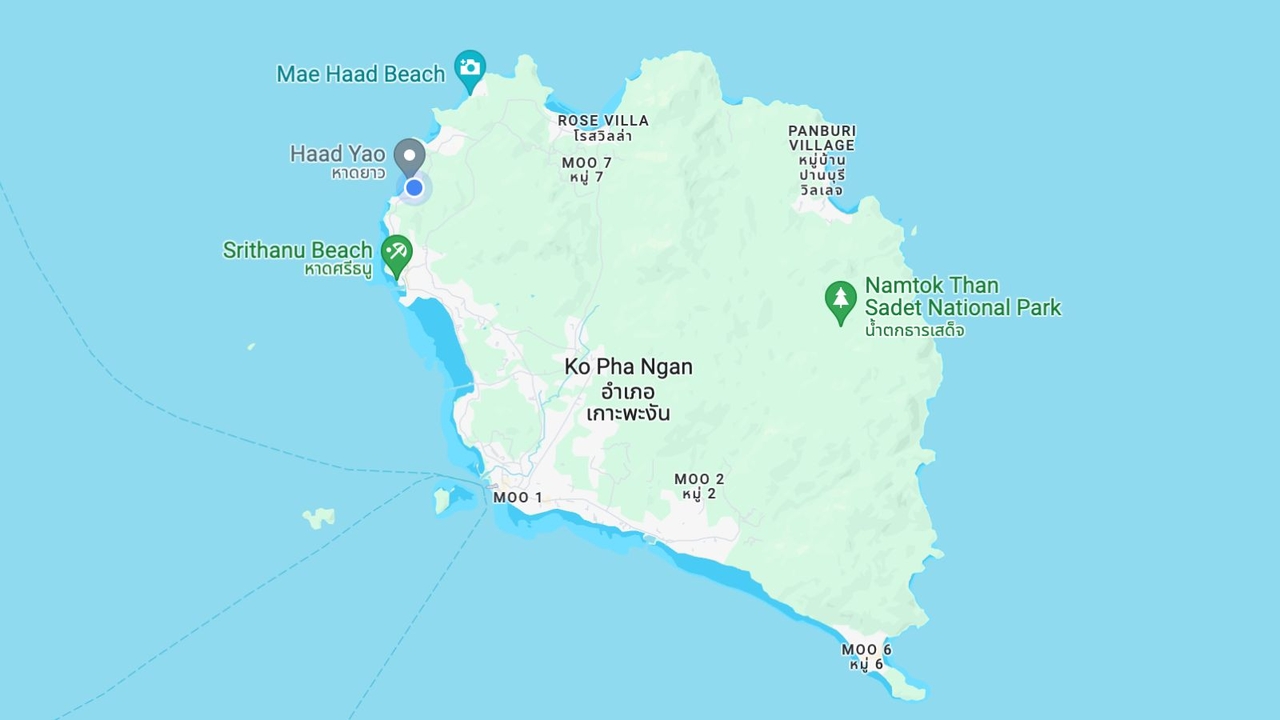 Map oh Koh Phangan, Thailand Travel