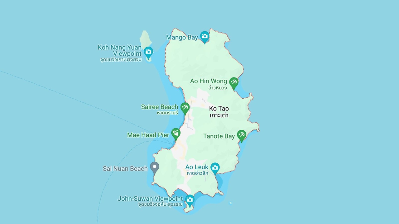 Map of Koh Tao, Koh Tao vs. Koh Phangan, Traveling Thailand with Family