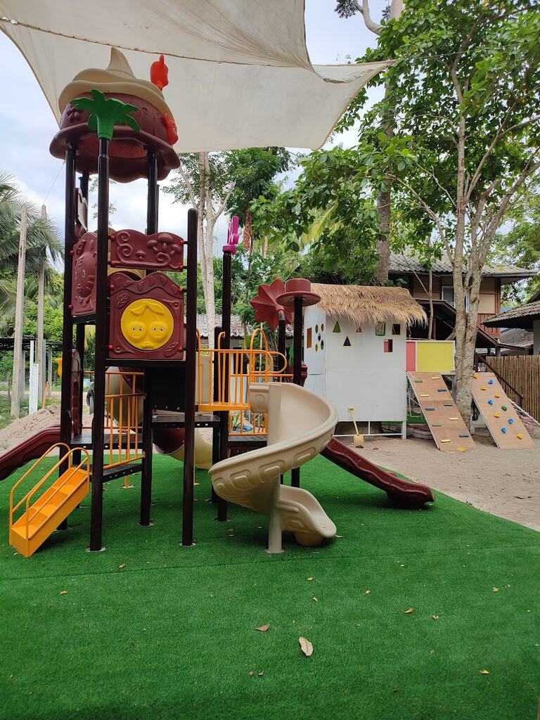 Colorful playground structure at Little Panda Kindergarten. Koh Phangan International Kindergartens