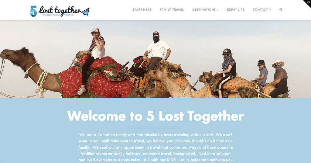 Website of 5 Lost Together, one of the best digital nomad family blogs