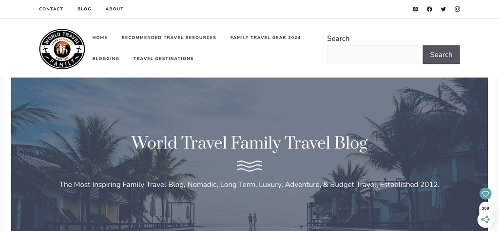 Website of World Travel Family