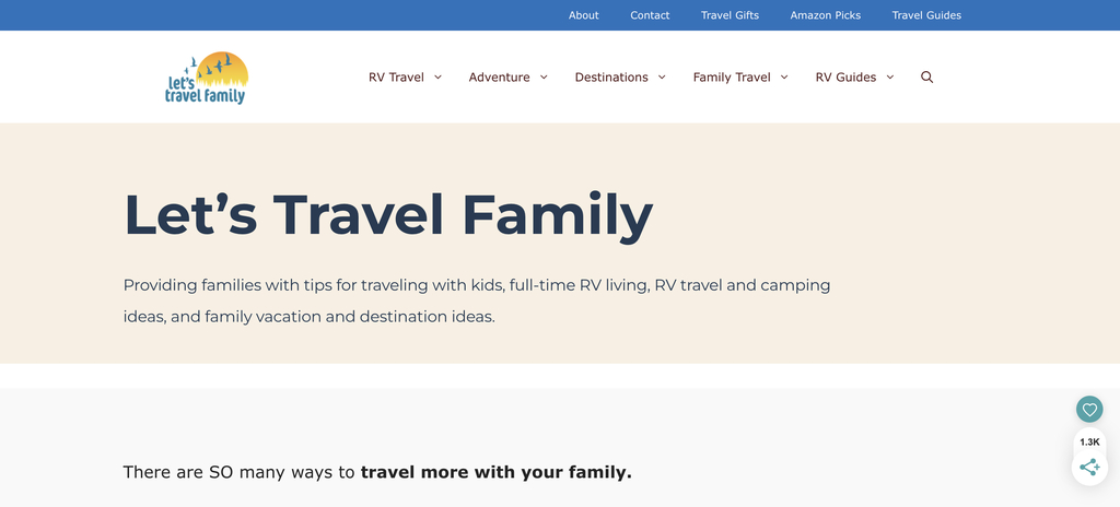 Website of Let's Travel Family