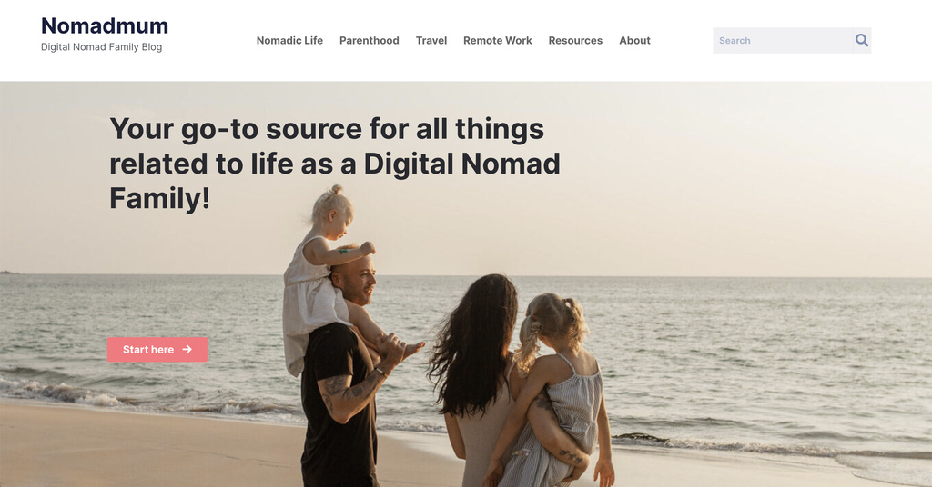 Website of Nomdmum, A digital nomad family blog