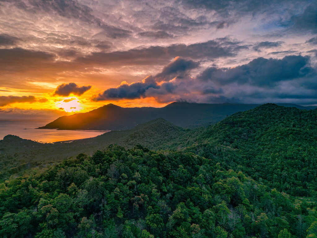 Sunset over hills in Koh Tao