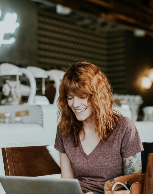 Woman working on her laptop