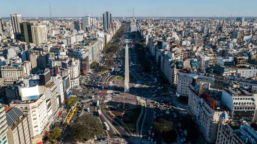 Large Avenue in between tall buildings