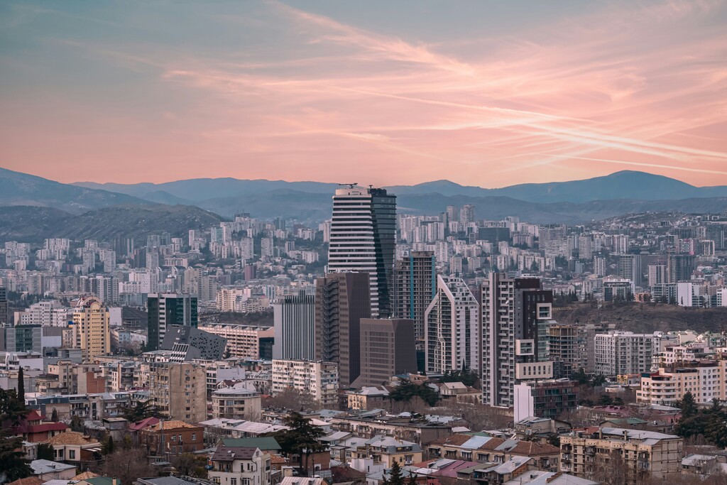 Skyline of big city with skyscrapers