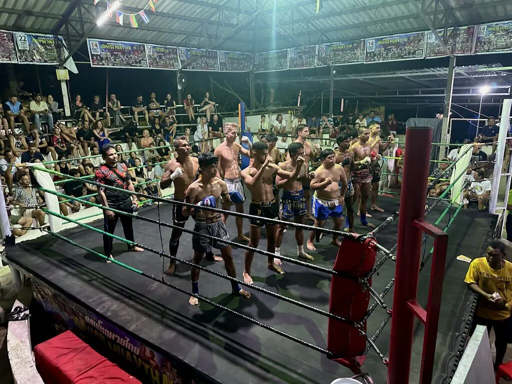 Boxers lining up before fights, Koh Phangan for Seniors