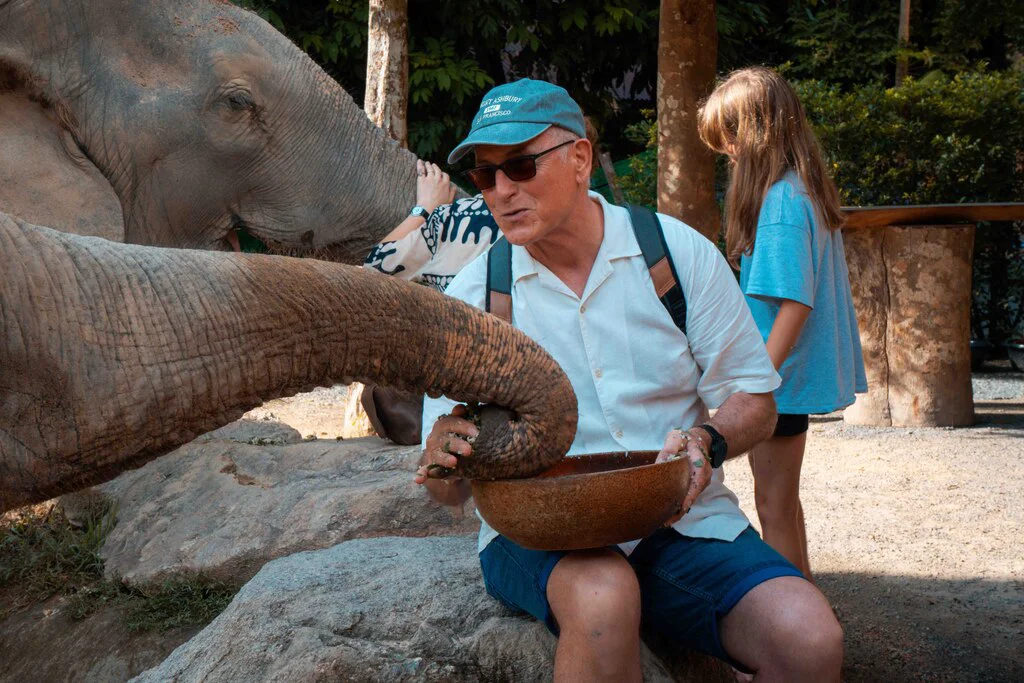 Man feeding an Elephant