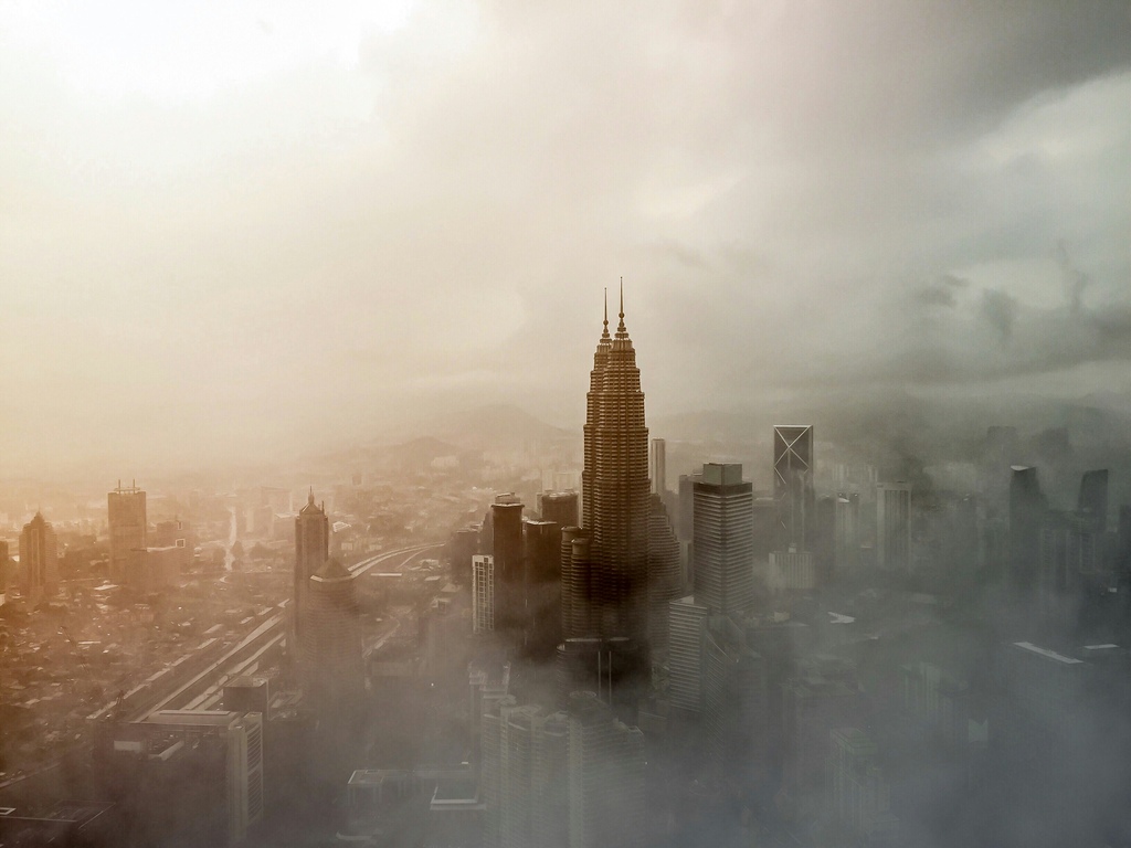 Aerial view of Kuala Lumpur with clouds