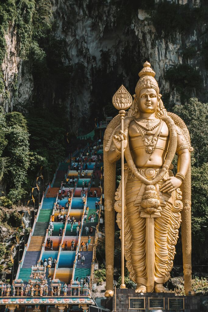 Colorful stairs leading to natural caves, kuala lumpur with kids itinerary