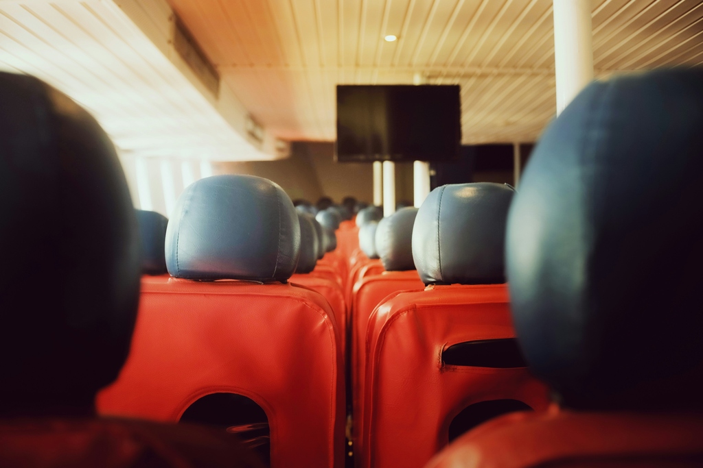 Red and blue ferry seats