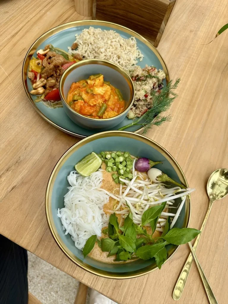 Colorful plate with fresh vegan food