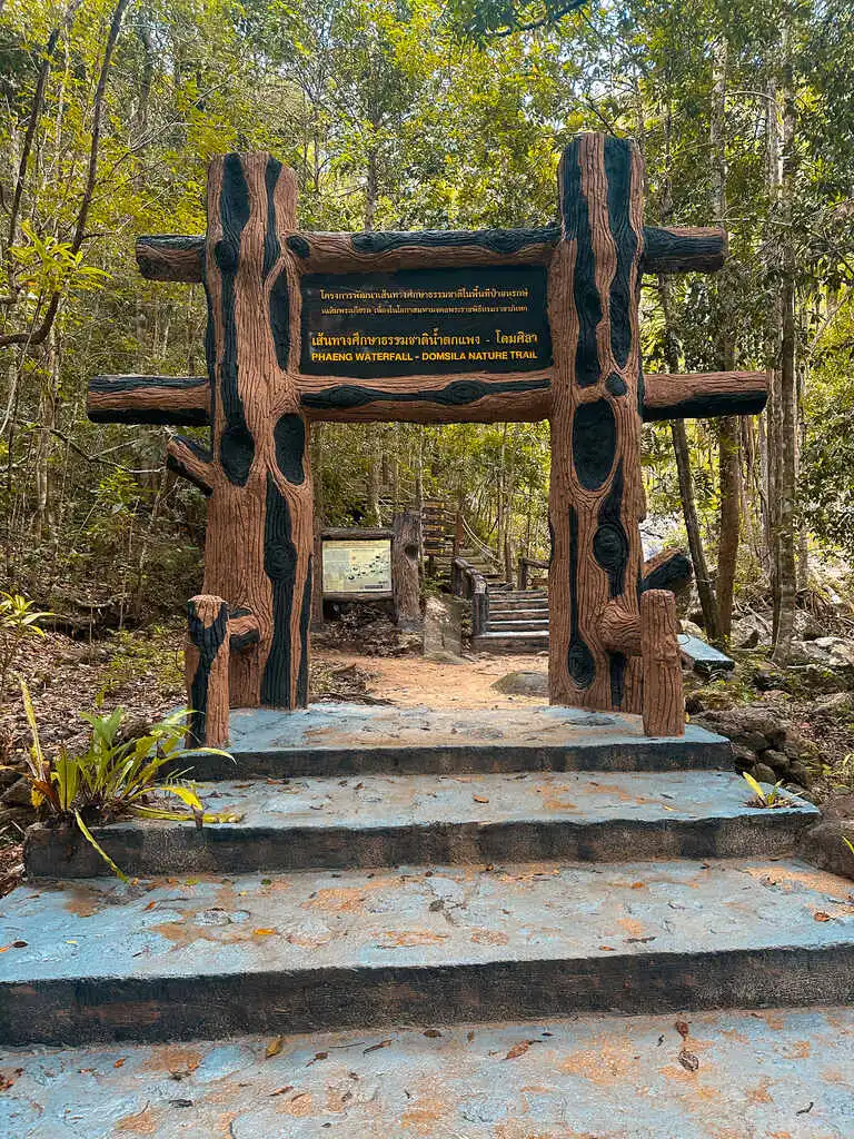 Wooden Entrance Gate in National Park, Phaeng Waterfall Hike