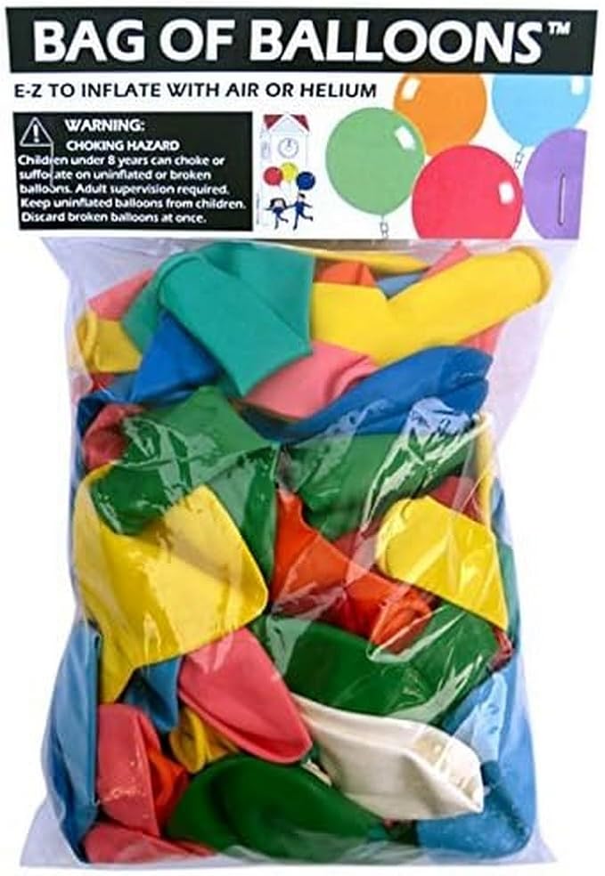 A bag full of colorful balloons.