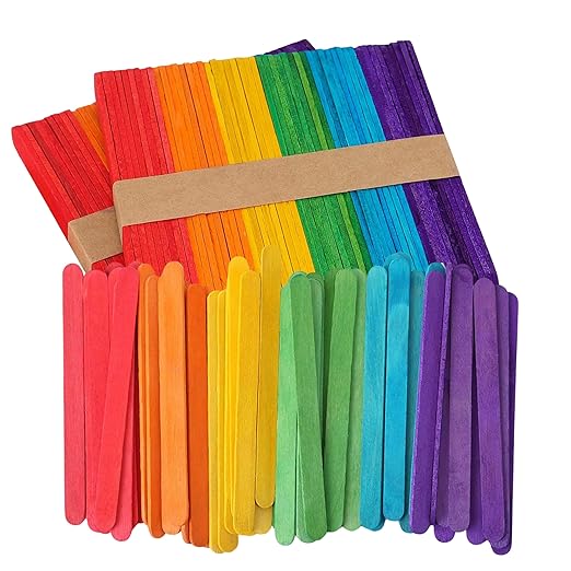 A bundle of colorful craft sticks.