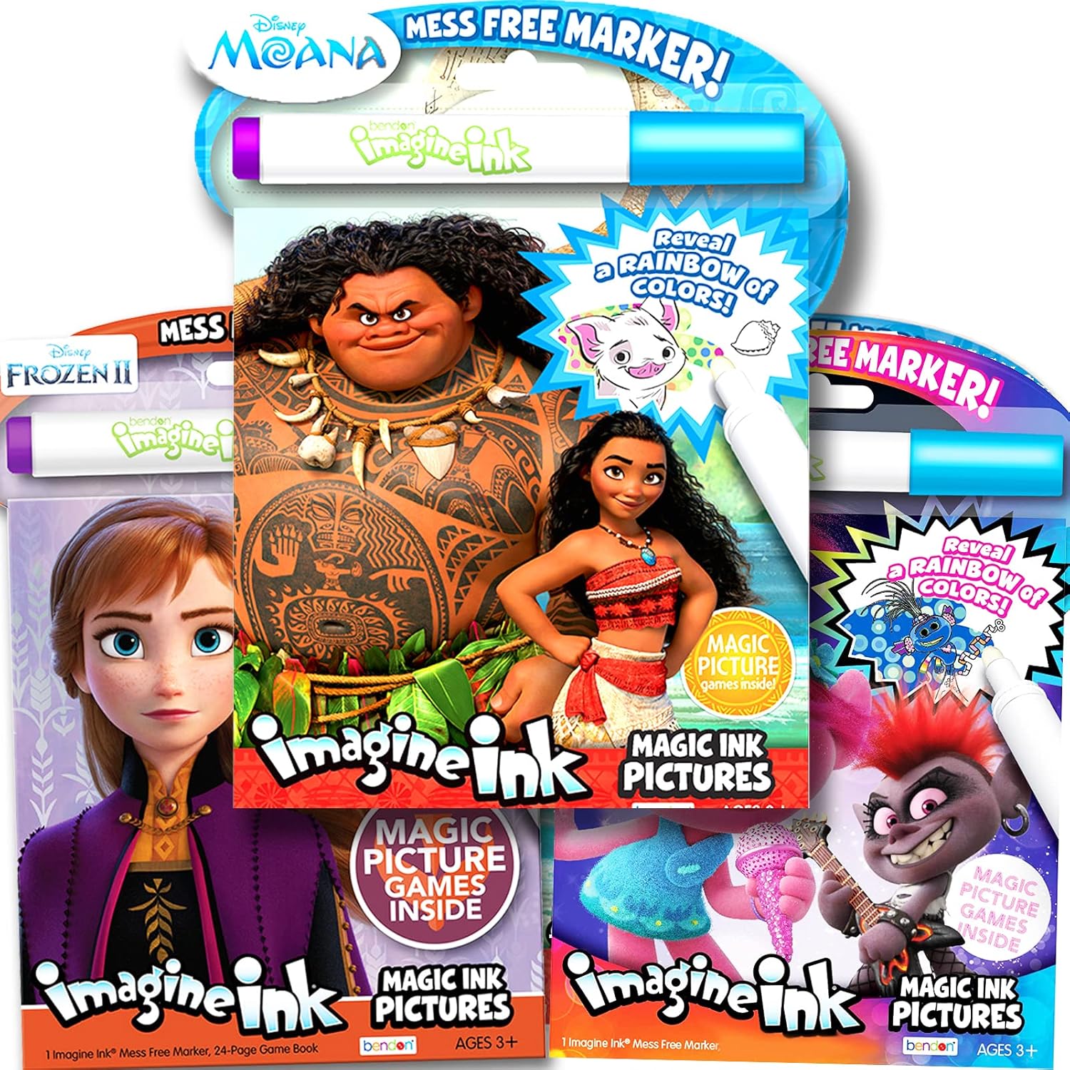 Three packs of paper blocks with moana and frozen figures.