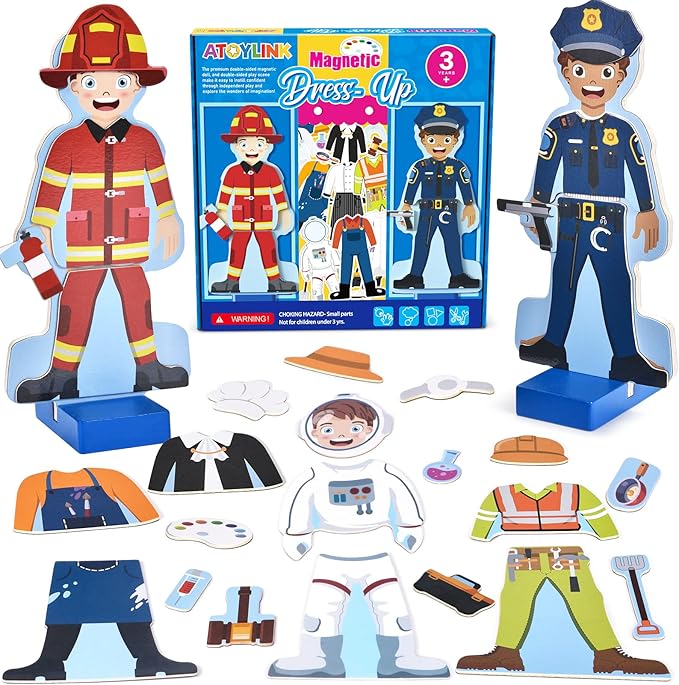 Little figures, a fire man and a police officer.
