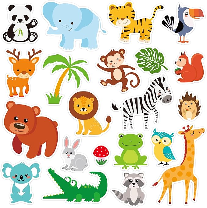 A bunch of colorful animal stickers.