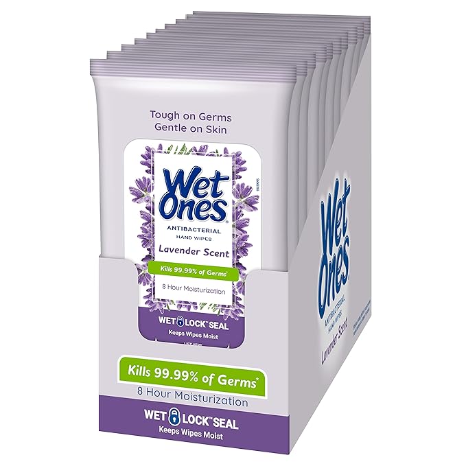 A box full of white and purple packs.