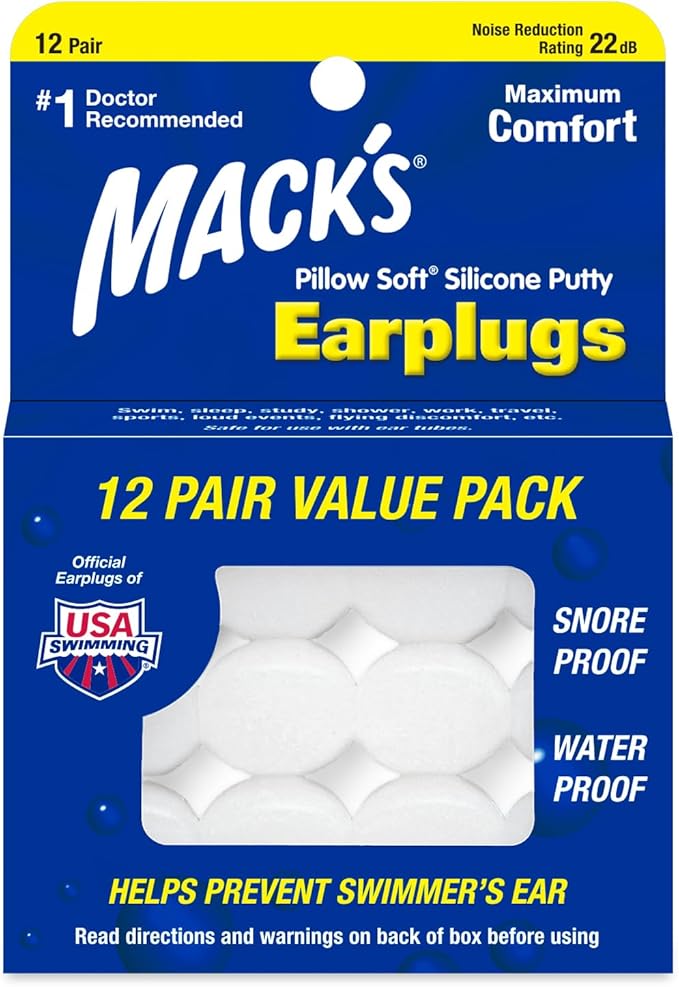 A blue pack with white silicone earplugs.
