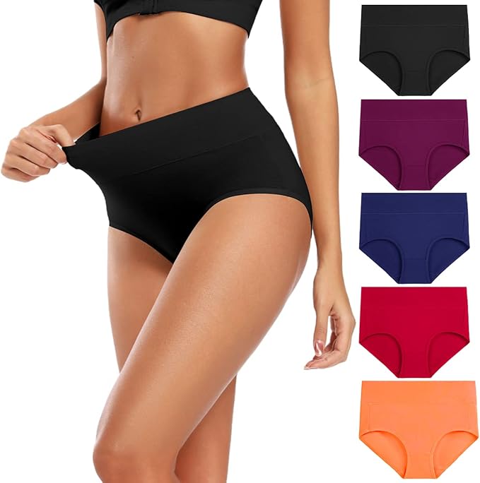 A woman wearing a black panty.