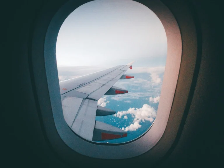 View from an airplane window, what to bring on a plane