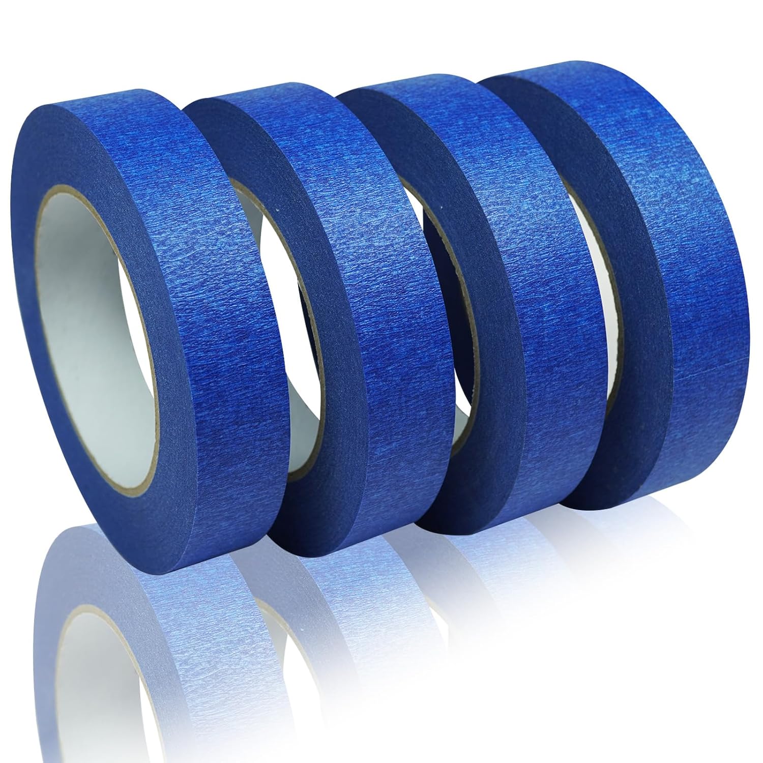 A group of blue tape rolls.