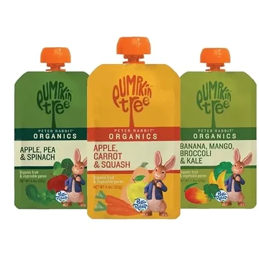 A group of baby food bags.