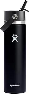 A black and white water bottle.