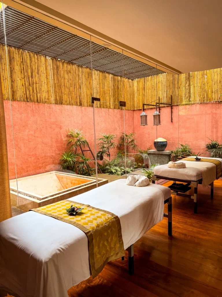 Anantara Bophut Koh Samui – Honest Family Review 2025 37 A massage room with a pool and plants.