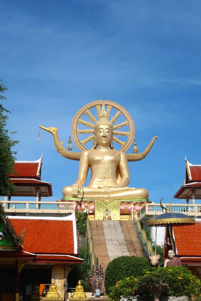 Koh Samui with Kids: 25 Super Fun Things to Do in 2025 1 Big golden Buddha statue with stairs.