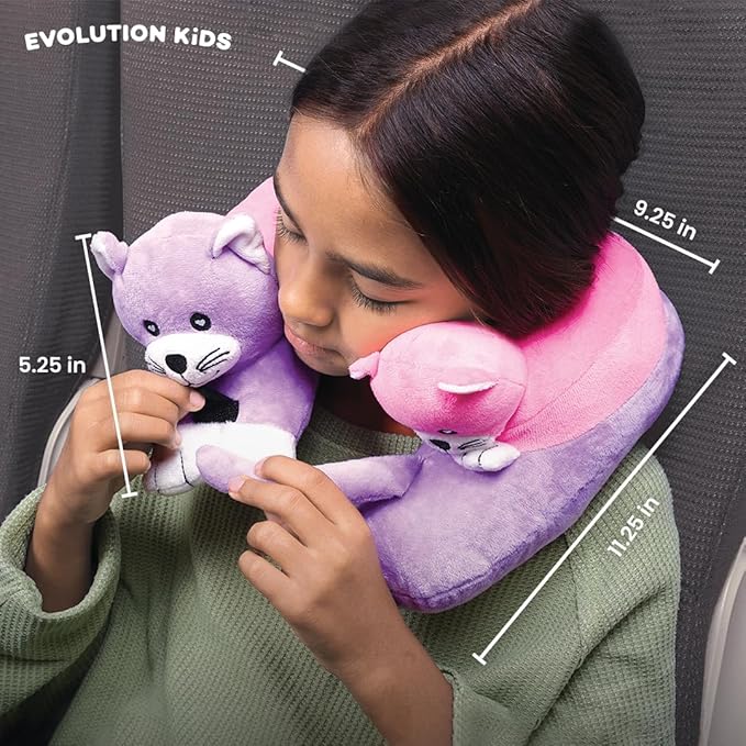 The 5 Best Travel Pillows for Kids in 2025 10 A girl holding a stuffed animal neck pillow.