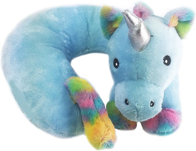 The 5 Best Travel Pillows for Kids in 2025 21 A blue unicorn pillow with a silver horn.