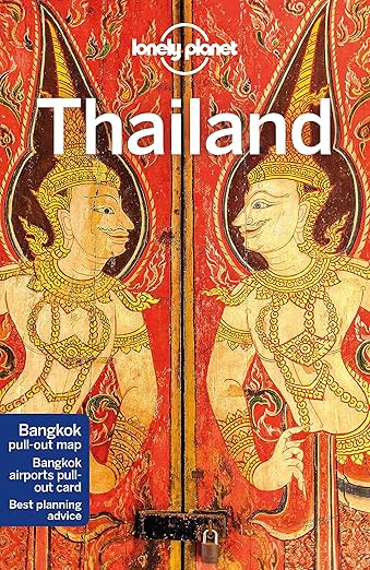 A book cover with a painting on it. The Lonely Planet is one of the best books about Thailand.