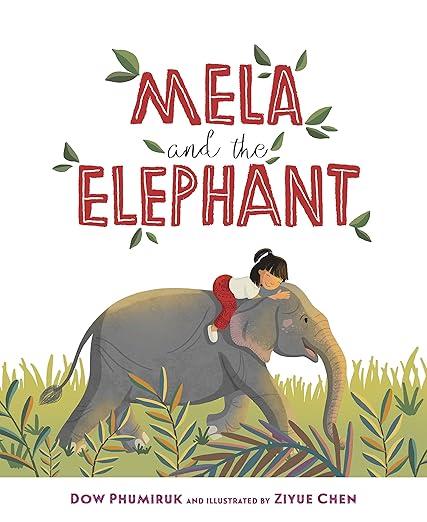 A book cover with a girl riding an elephant.